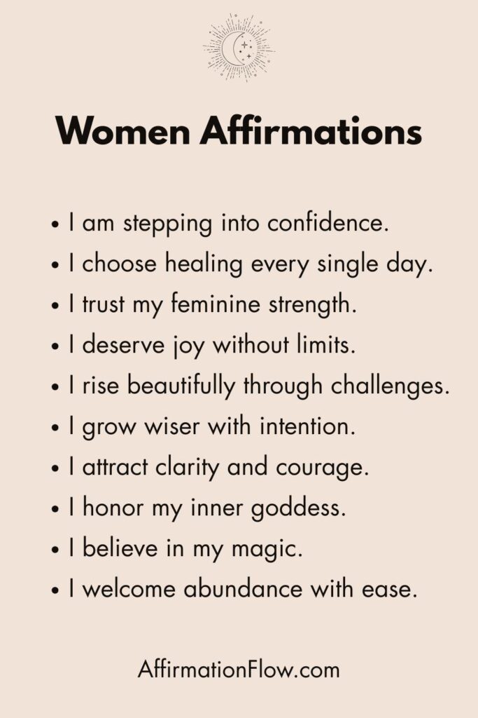 Printable Positive Affirmations for Women AffirmationFlow.com10