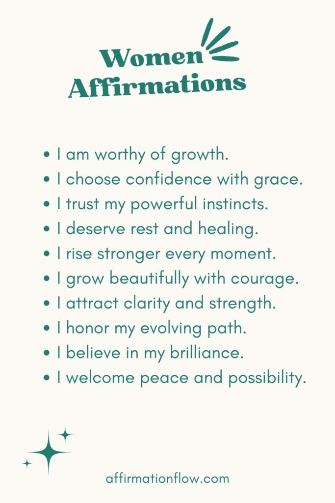 Printable Positive Affirmations for Women AffirmationFlow.com11