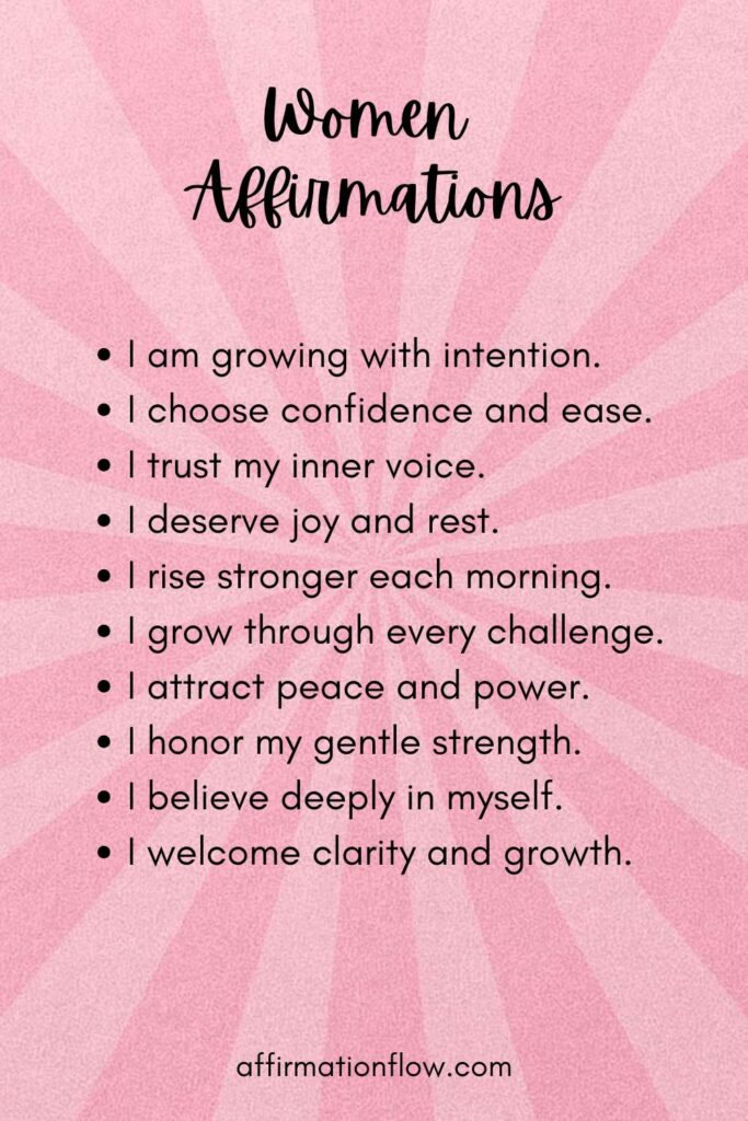 Printable Positive Affirmations for Women AffirmationFlow.com12