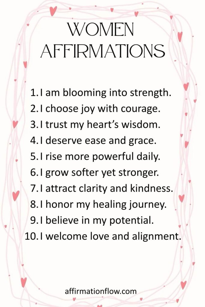 Printable Positive Affirmations for Women AffirmationFlow.com13