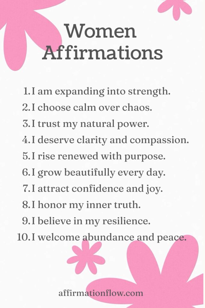 Printable Positive Affirmations for Women AffirmationFlow.com14