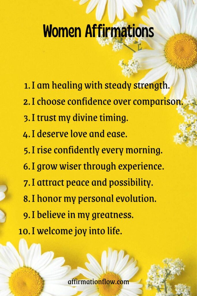 Printable Positive Affirmations for Women AffirmationFlow.com15