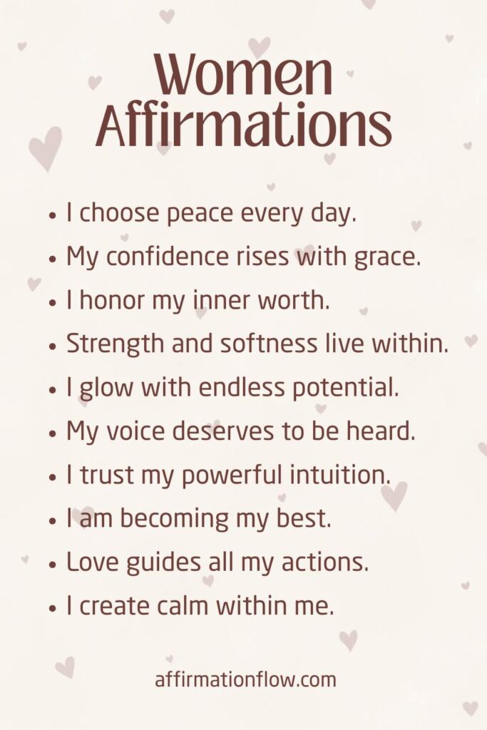 Printable Positive Affirmations for Women AffirmationFlow.com18