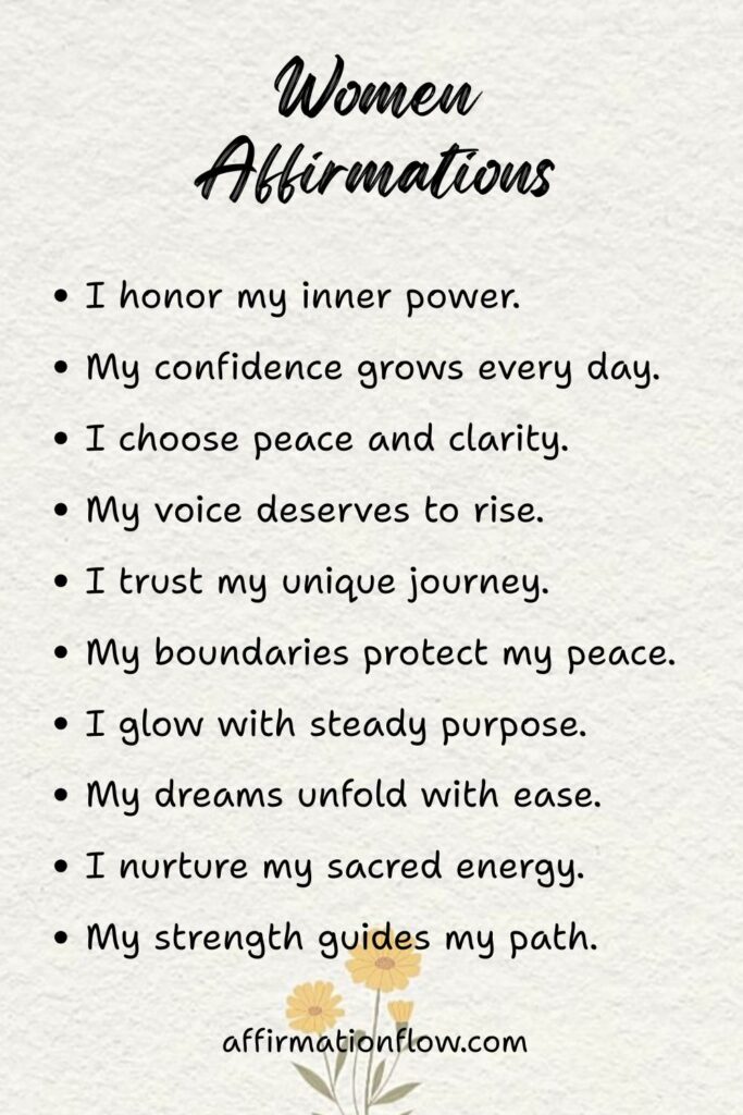 Printable Positive Affirmations for Women AffirmationFlow.com20