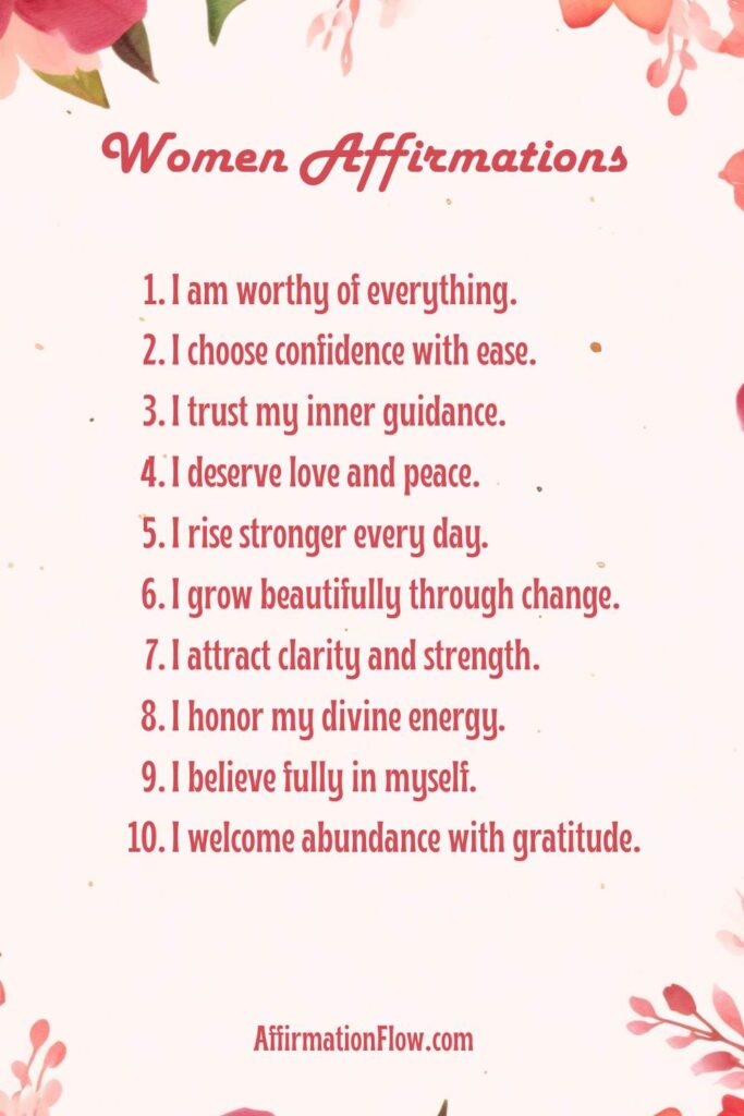 Printable Positive Affirmations for Women AffirmationFlow.com21