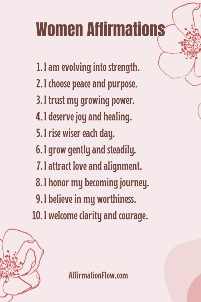 Printable Positive Affirmations for Women AffirmationFlow.com22