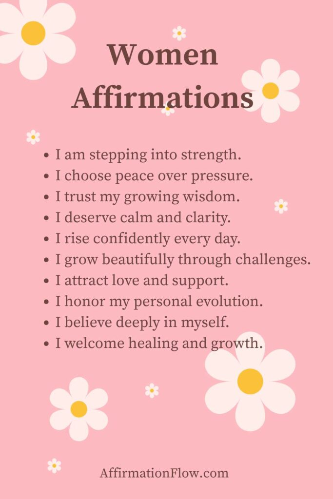 Printable Positive Affirmations for Women AffirmationFlow.com24