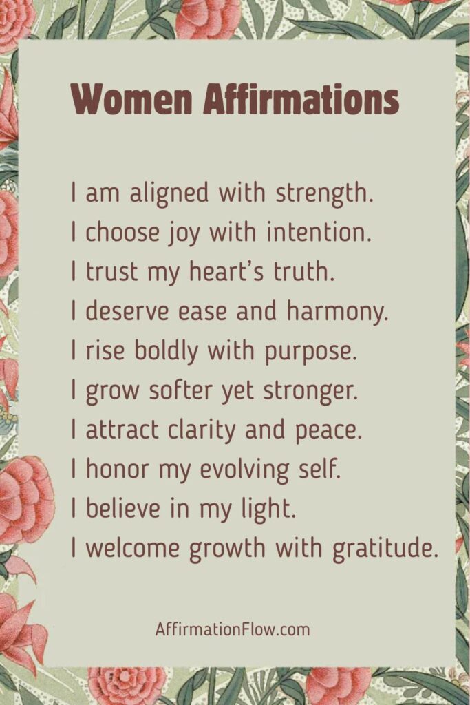 Printable Positive Affirmations for Women AffirmationFlow.com25