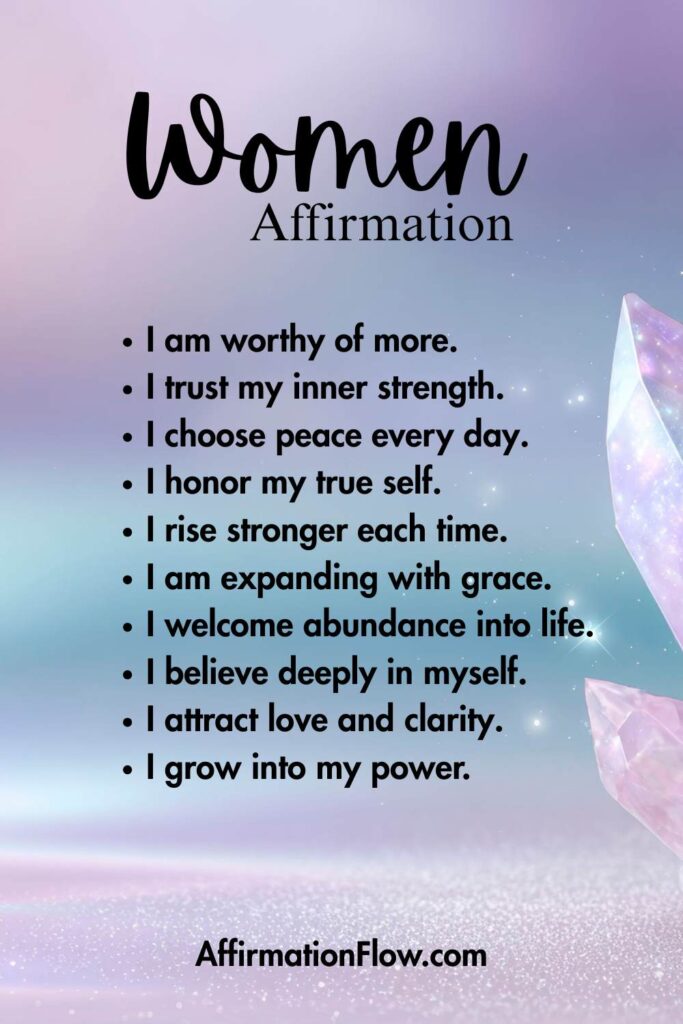 Printable Positive Affirmations for Women AffirmationFlow.com2