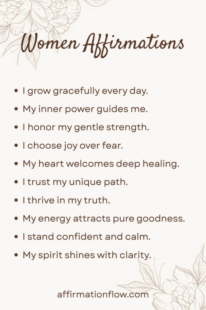 Printable Positive Affirmations for Women AffirmationFlow.com32