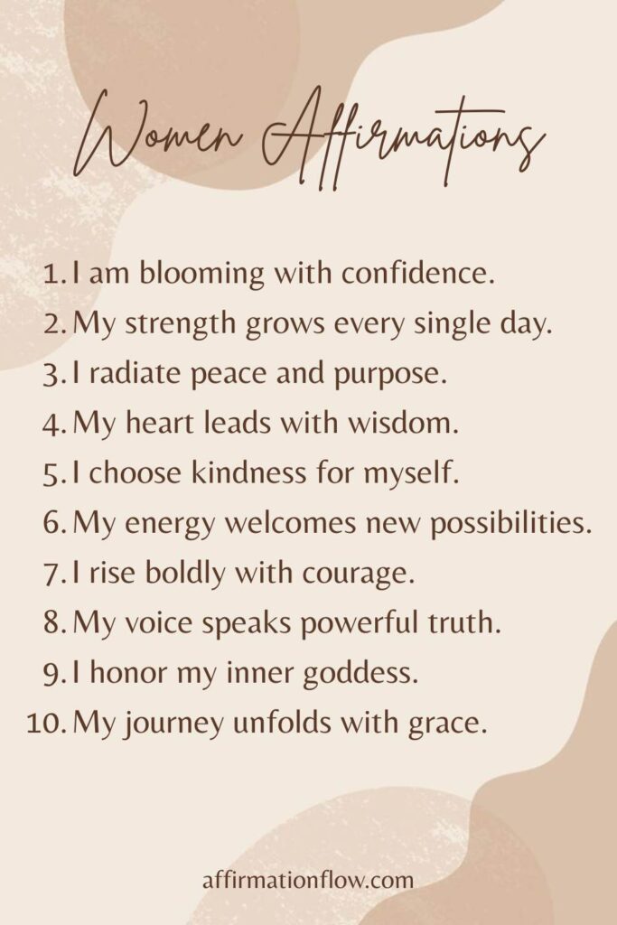 Printable Positive Affirmations for Women AffirmationFlow.com33
