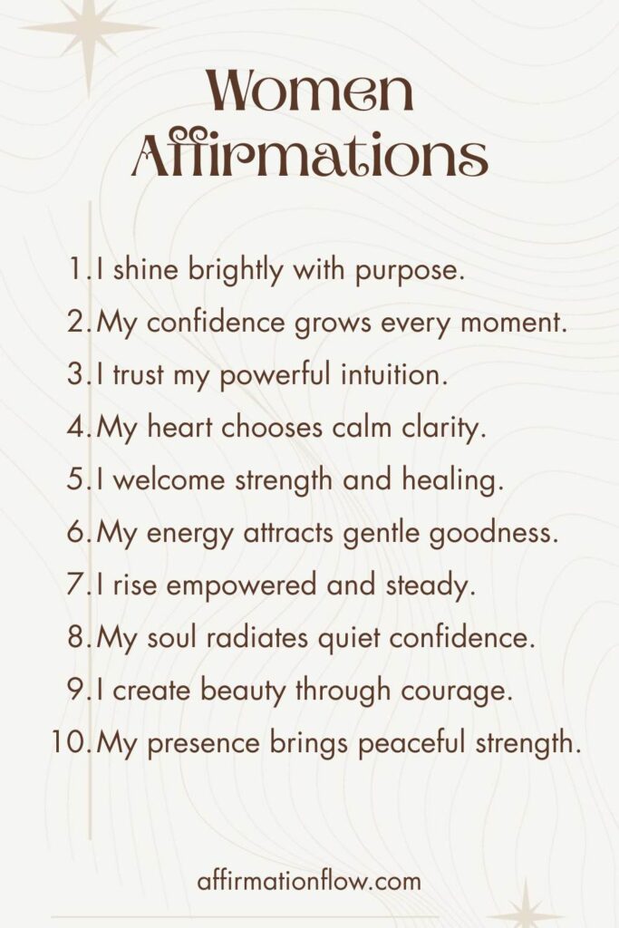 Printable Positive Affirmations for Women AffirmationFlow.com34