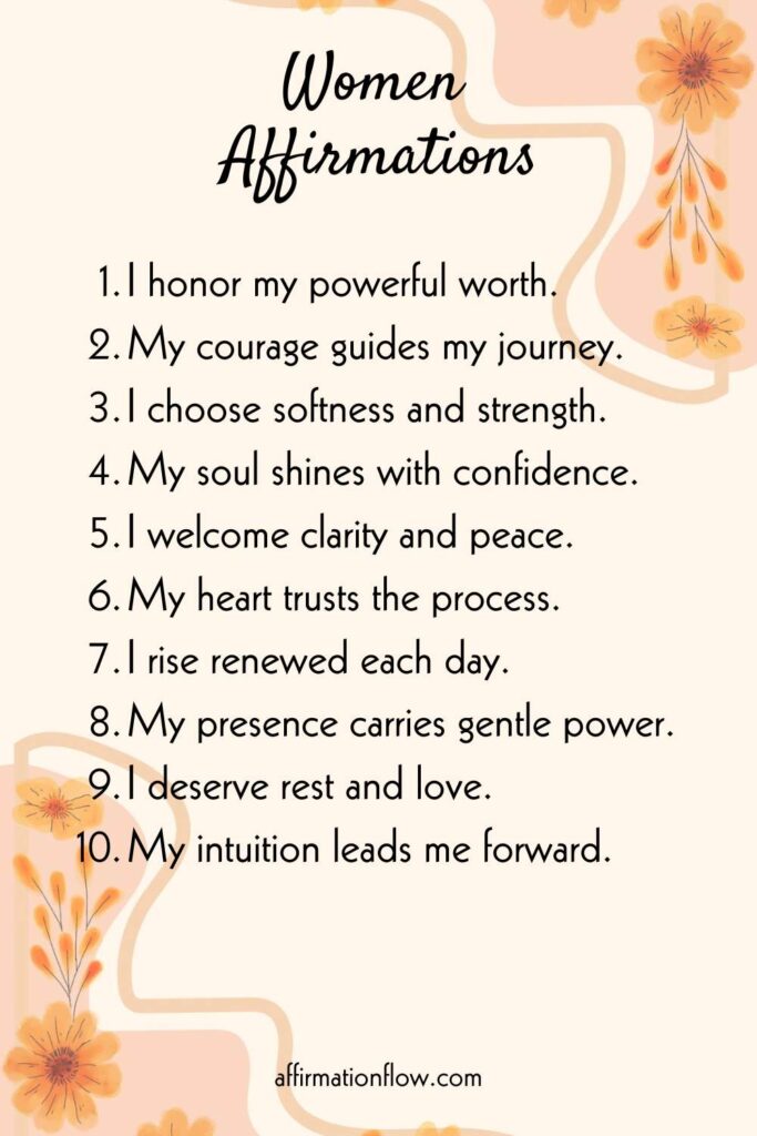 Printable Positive Affirmations for Women AffirmationFlow.com39