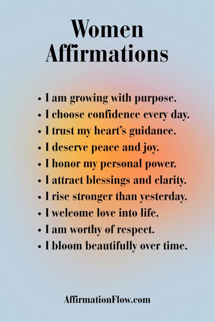 Printable Positive Affirmations for Women AffirmationFlow.com3