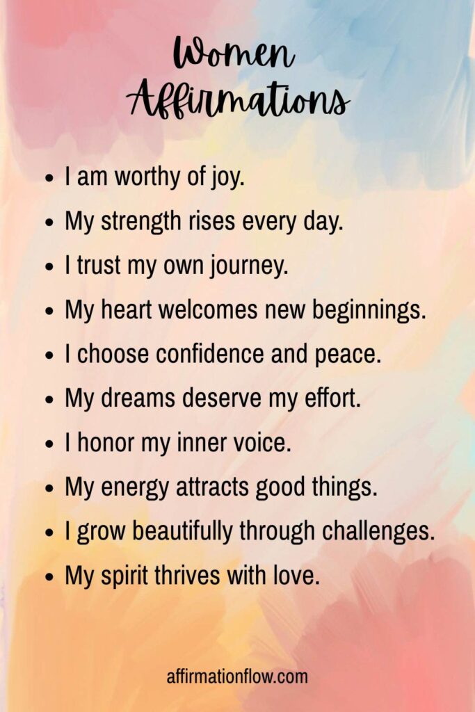 Printable Positive Affirmations for Women AffirmationFlow.com40