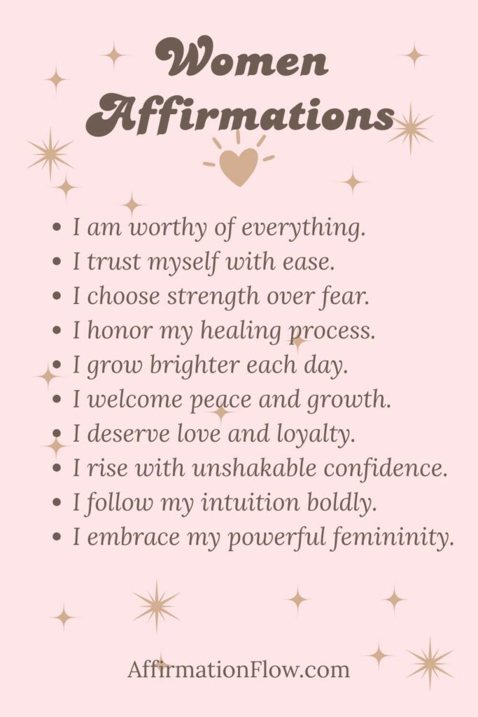 Printable Positive Affirmations for Women AffirmationFlow.com4