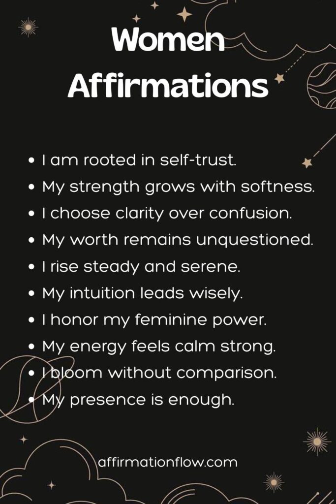 Printable Positive Affirmations for Women AffirmationFlow.com50