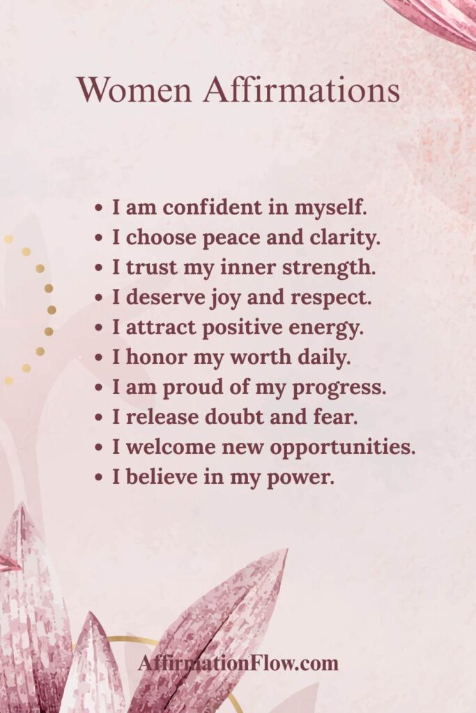 Printable Positive Affirmations for Women AffirmationFlow.com56