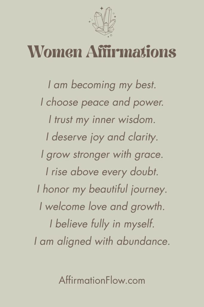 Printable Positive Affirmations for Women AffirmationFlow.com5