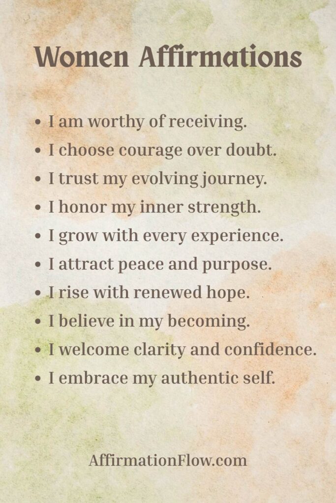 Printable Positive Affirmations for Women AffirmationFlow.com6