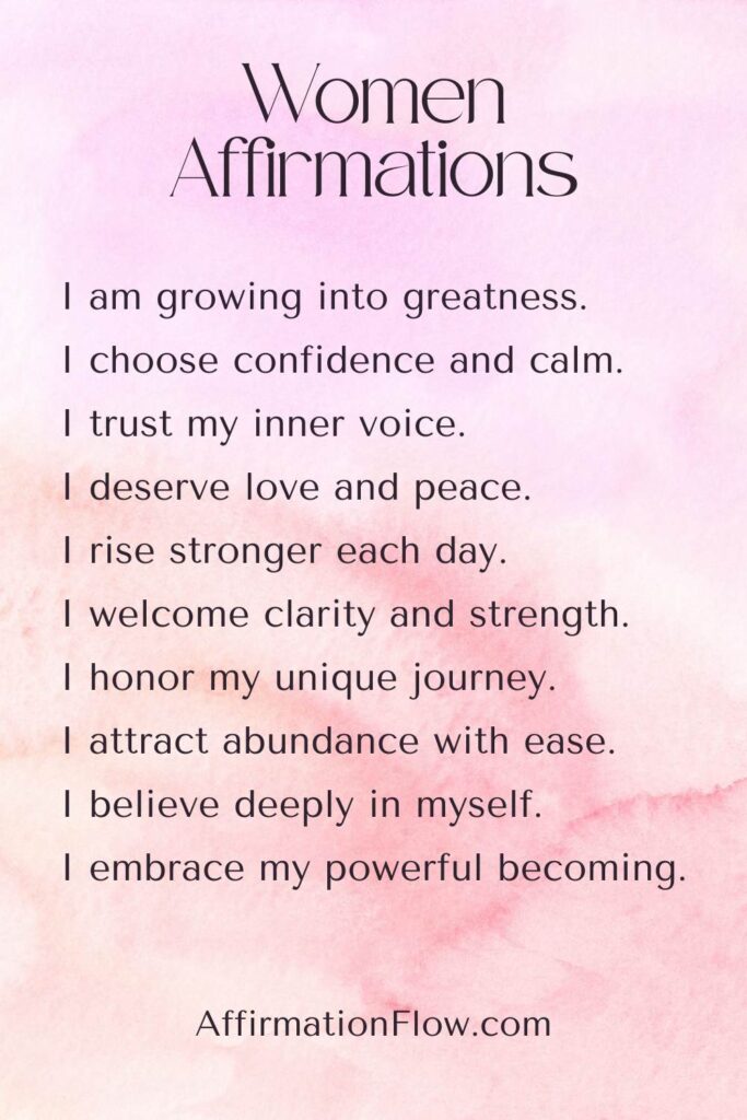 Printable Positive Affirmations for Women AffirmationFlow.com8