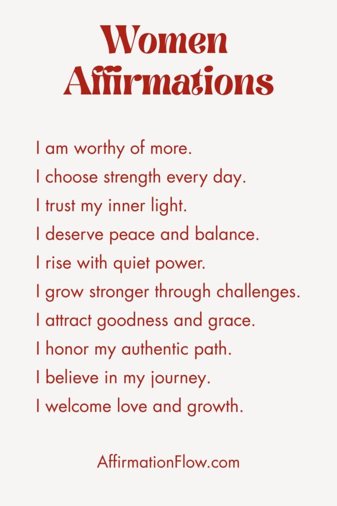 Printable Positive Affirmations for Women AffirmationFlow.com9